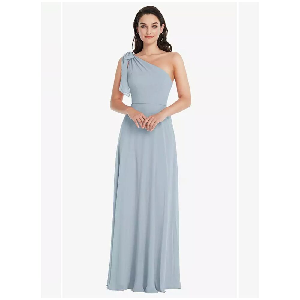 After Six Size 0  Draped One-Shoulder Maxi Dress With Scarf Bow - 1561